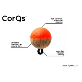 CorQs Strike Indicators, Neon, 1/2" FlyFishing Bobbers - Made in USA - EcoFriendly, Natural Cork Floats with Rubber O-Ring