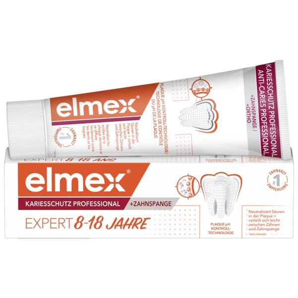 elmex Toothpaste Caries Protection Professional + Braces 75 ml, 8-18 Years