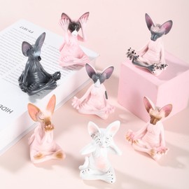 UITWMKTG Sphynx Cat Decor Cat Statue Modern Home Yoga Room Shelf Decor Office Sculpture Living Room Desk Decoration Kawaii Gifts for Cat Lovers Black