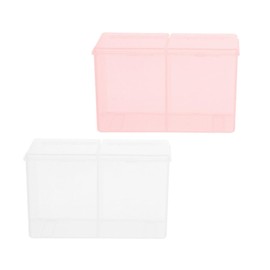 KONTONTY 2pcs Cotton Swab Jars Lid Storage Organizers for Cotton Swabs and Pads Compact Bathroom and Vanity Table