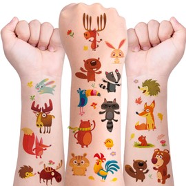 Animals Temporary Tattoos for Children, 10 Sheets Children's Tattoos, Skin-Friendly, Children's Tattoos, Waterproof Girls Boys, Temporary Tattoos Children's Birthday Party Bag Festival Party