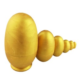 Winterworm Set 6 Pcs Glossy Gold Egg Shape DIY Nesting Dolls Toddler Paint Blank Wooden Stacking Toy Matryoshka Doll Educational Toys for 5 Year Olds Easter Egg Gifts Toy