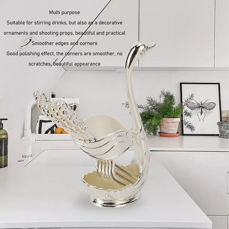 Swan Base Holder Forks Set Aluminum Silver Fashion Rustproof Decorative