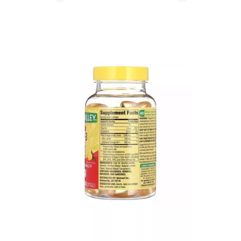 Spring Valley Omega-3 Fish Oil, Dietary Supplement Softgels 1000 mg