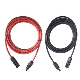 WFLNHB 15FT 12AWG Black + Red 12 Gauge Solar Panel Extension Cable Wire with Female and Male Connector Solar Connector