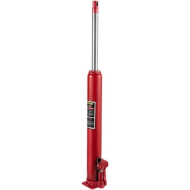 VEVOR 4 Ton Hydraulic Long Ram Jack, Cherry Picker Ram with Single Piston Pump, Manual Engine Hoist Cylinder with Handle and Flat Base, for Garage & Engine Lifting, Red