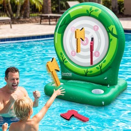 Luottis Inflatable Dart Board Pool Toys Games, Pool Toys for Kids Ages 8-12, Axe Throwing Game with 4 Soft EVA Axes, Summer Swimming Pool Games Water Toy Pool Party Games for Teens Adults Family