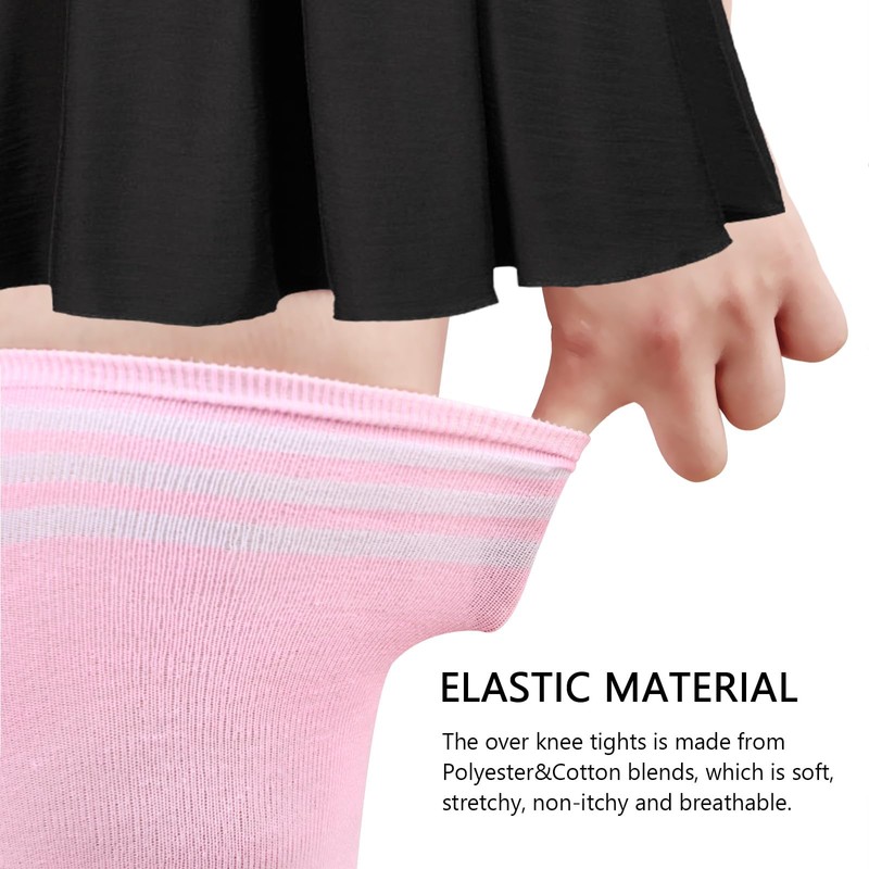 AQOKKA Extra Long Thigh High Socks for Women Striped Over
