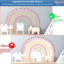 Kingarch Large Pink Rainbow Wall Decals, Boho Dots Peel and Stick Fabric Nursery Wall Decor, Removable Home Room Wall Decor Murals Stickers for Kids Girls Toddler Bedroom Living Room Playroom