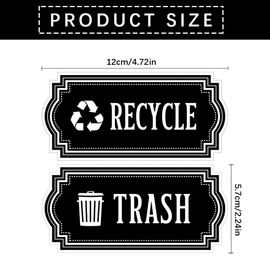 4 Pack Recycle and Trash Decal, Recycle and Trash Logo Symbol, Waterproof Vinyl Decal for Trash cans, Garbage containers and Recycle Bins…