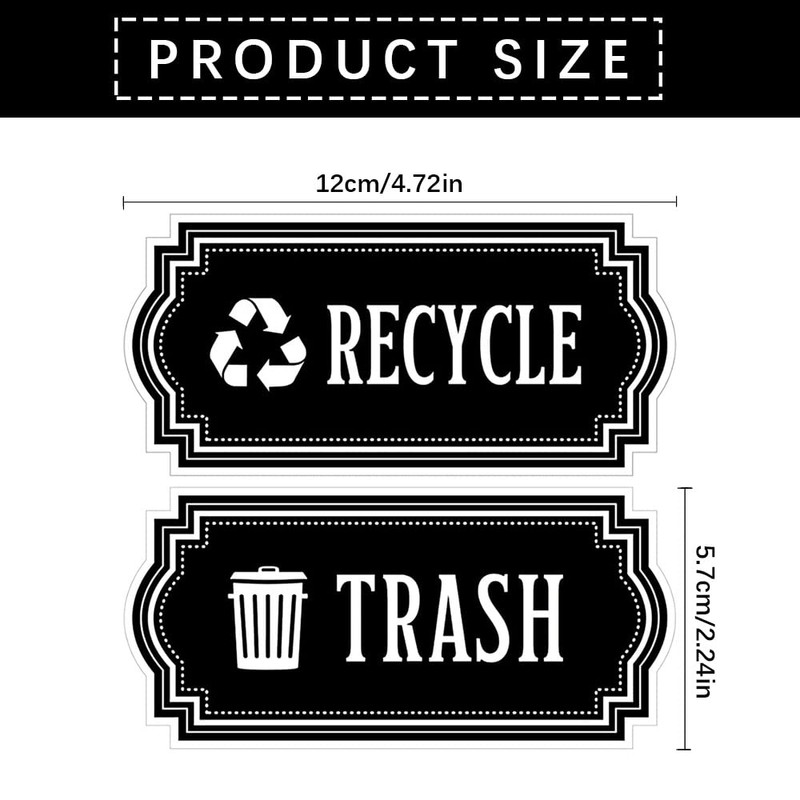 4 Pack Recycle and Trash Decal, Recycle and Trash Logo