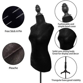 SubSun Female Dress Form with Adjustable Tripod Stand, Women Mannequin Torso Body for Display, Sewing, Decorations, Retail Clothing Shops