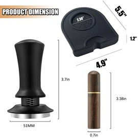 LeLehome 51mm Espresso Tamper Set, Calibrated Spring-Loaded Coffee Tamper with WDT Tool Stirrer, Anti-Slip Silicone Mat, Barista Kit for Espresso Machine