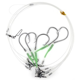 Deep Drop Rig Fishing Bait Rig Snapper Rig Tilefish Rig Grouper Rig Halibut Rig 5 Circle Hooks with Glow Sleeve Hooks Size 8/0 9/0 10/0 11/0 12/0 13/0 14/0 15/0 16/0 (16/0)