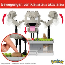 MEGA Pokémon Actionfigur-Bauset, Mini Motion-Kleinstein mit 343 Teilen und Schlagbewegung, Spielzeug für Sammler zum Zusammenbauen und Präsentieren, HWR79