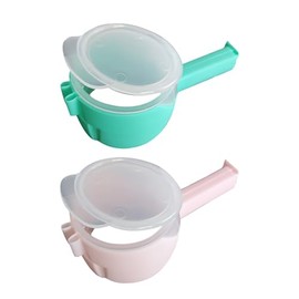 2 Pcs Green and Pink Bag Clips with Pour Spout,Food Storage Clips,Bag Clips for Food Storage,for Sealing and Easy Tilting and Pouring Kitchen Storage and Organization Accessories