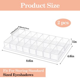 Legrap 2 Pack Eyeshadow Palette Organizer, 16 Slots Makeup Palette Organizer, Vanity Storage Organizer for Eyeshadows, Blush, Lipstick, Highlighter,Clear
