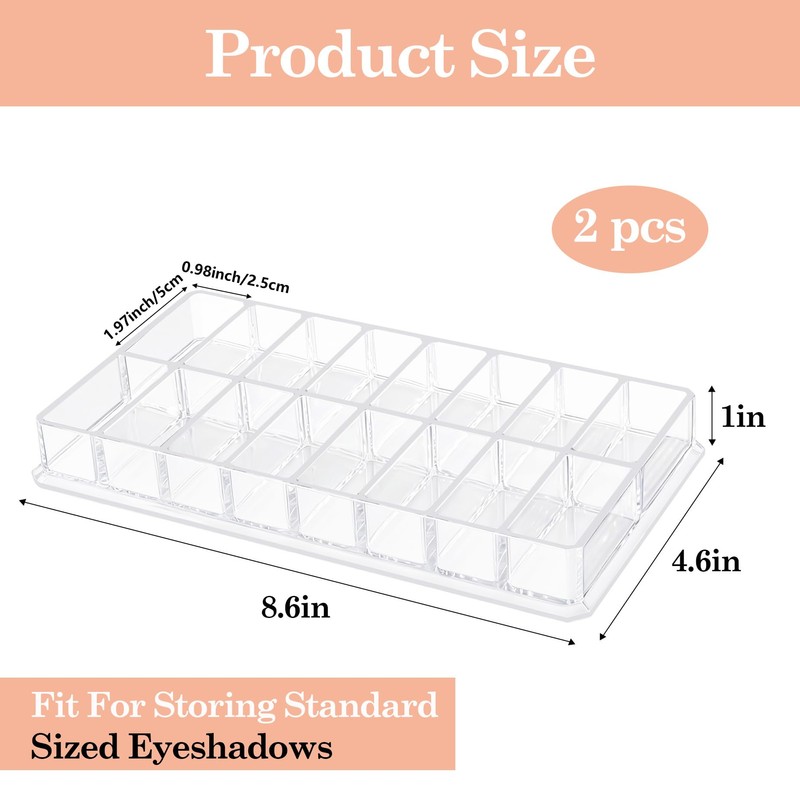 Legrap 2 Pack Eyeshadow Palette Organizer, 16 Slots Makeup Palette