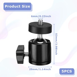 5 Stücke Kugelgelenk,360° Drehbar,Stativ Mit 1/4 Universalschnittstelle,Kugelkopf Stativ,Mini Stativkopf Kugelkopf,Stativkopf Für Stative,Einbeinstative,Kameras