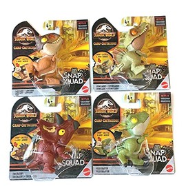 Figurine JurassicWorld 2021 Camp Cretaceous Snap Squad Bundle Set (Carnotaurus, Spinosaurus, Triceratops, Velociraptor) - Target Exclusive