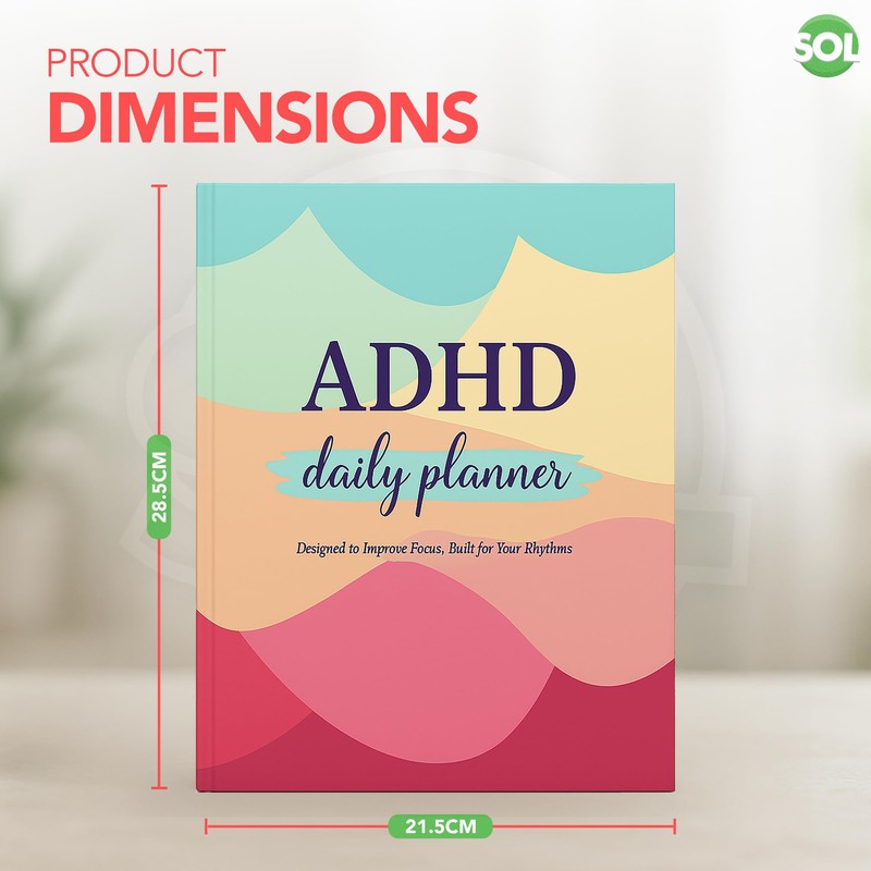 SOL ADHD Daily Planner, A4 with 30 pages Productivity Planner