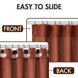 MIULEE Burnt Orange Linen Curtains 84 Inches Long 2 Panels for Bedroom Living Room, Pleat Tape with Hooks Soft Linen Textured Window Drapes Semi Sheer Light Filtering Terracotta Rust Boho Fall Autumn