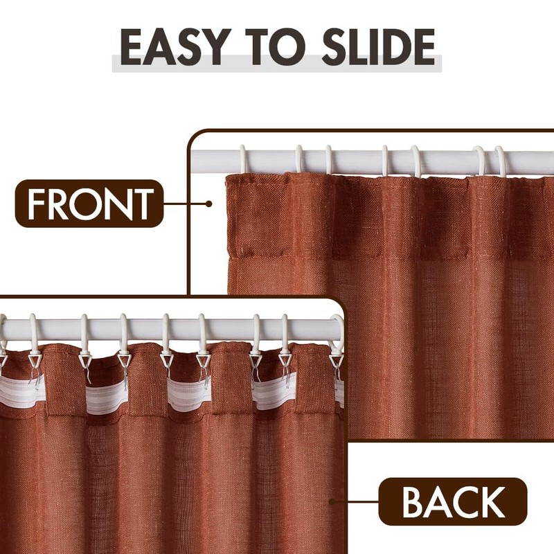 MIULEE Burnt Orange Linen Curtains 84 Inches Long 2 Panels