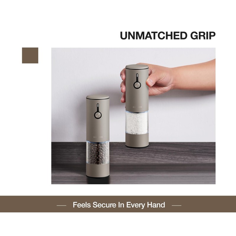 Stainless Steel Rechargeable Electric Salt and Pepper Grinder Set, USB