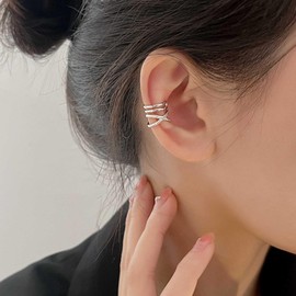 Yheakne Vintage Criss X Cross Ear Cuff Earrings Crystal Cuff Wrap Earrings Silver Clip On Cartilage Earrings Rhinestone Non Piercing Earrings Jewellery for Women and Girls