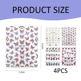 4 Butterfly Manicure Stickers Luminous 3D Stereo Stickers Elee Butterfly Stickers Manicure Ornaments
