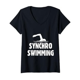 Womens Synchro Swimming Minimalist Sporty Team V-Neck T-Shirt