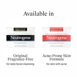 Neutrogena Barra de limpieza facial original sin fragancia con glicerina, jabón suave puro y transparente, libre de detergentes agresivos, tintes y endurecedores, 3.5 onzas