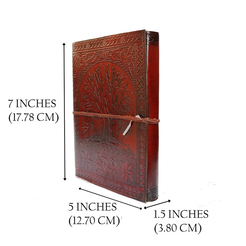 HG-LTHR 18 cm Tree of Life Leather Blank Book grimoire