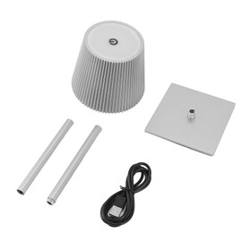 LED Cordless Table Lamp 3600mAh Rechargeable Battery Desk Lamp 3 Color Stepless Dimming LED Table Lamp Night Light for Restaurant Bedroom Bars Silver