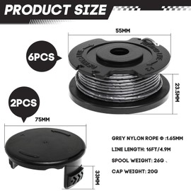 GOTFUN 6 Pcs Strimmer Spool Replacement Line with 2 Pcs Spool Covers F016F04557 for Bosch ART 23 SL 26 SL Grass Trimmer F016800569 F016800385 - Strimmer Spool Grass Trimmer Spool Replacement