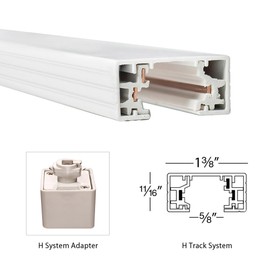 WAC Lighting H Track 6FT Single Circuit Field Cuttable 120V Track for H Style 3-Wire Track Fixtures with 2 Endcaps in White
