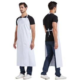 Nanxson Unisex PVC Waterproof Aprons Work Apron Meat Apron Butcher Apron for Industry, Butcher, Cleaning CF3114, White