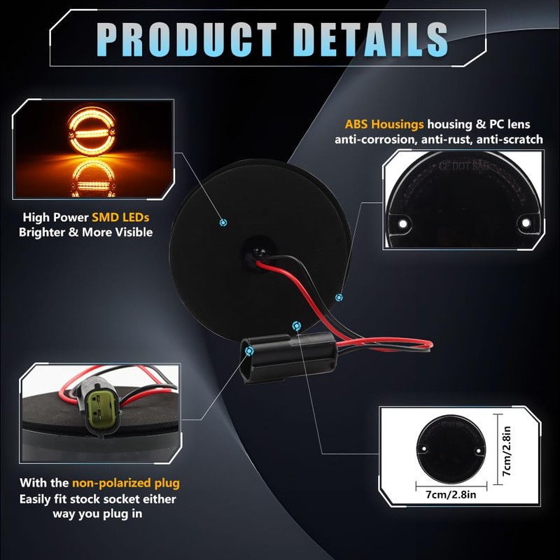 VANKUB 8 PCS LED Upgrade Round Light Indicator Light for