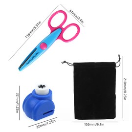 ZJRung Children's Craft Scissors Set of 6 Colourful Safety Zigzag Scissors, Various Paper Punch Children's Set Mini Paper Punch for Children DIY Scrapbook Photo Album Craft