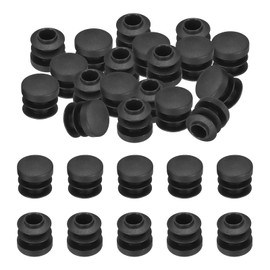 PATIKIL 9/16" Plastic Tubing End Caps, 40Pcs Round Hole Plug Insert for Round Iron Pipe Chair Leg Table Bookshelves Patio Furniture, Black
