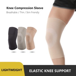 yeloumiss Knee Compression Sleeve 1 Pair Elastic Knee Support Breathable Lightweight Knee Brace for Joint Pain, Arthritis, ACL, Injury Recovery, Sports, Running, Fitness Unisex (XL, Black)