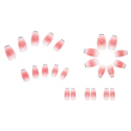 Set of 24 Nail Tips, Beautiful Blue Rim Nails, Nude Pink, Fake Nails, For Photography, Weddings, Coming-of-age Ceremonies, Parties, After-parties, Pearls, Rhinestone
