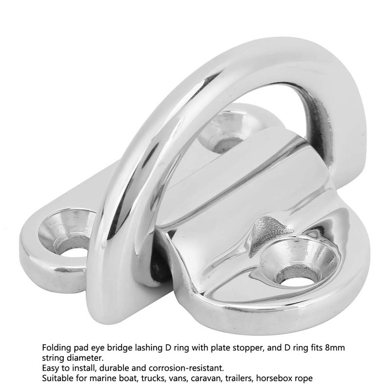 8mm Stainless Steel Folding Boat Marine Pad Eye Stowage D