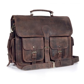 cuero Leather Messenger Bag for Men, 16 Inch Laptop Crossbody, Vintage Handmade Leather Shoulder Satchel Bag for Men, Full Grain Business Briefcase for Office/Work/Travel - Dusky Brown