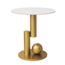 Cre Cra Side Table with Marble Top Metal White End Table Modern Sofa Side End Table Coffee Round Side Desk for Couch Living Room Bedroom