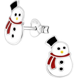 Snowman Earrings 925 Sterling Silver Christmas