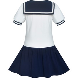 Sunny Fashion Girls Dress Sailor School Uniform Navy Suit Size 14