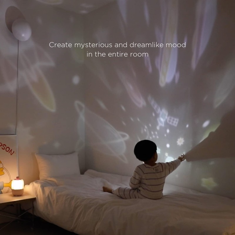 mooas Rotating Projector Melody Nightlight (White), 360° Rotating Nightlight, Wonderland