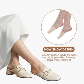 bysock Women's Toe Socks for Mules Half Socks Toe Toppers Liner No Show Invisible Non-slip Toe Covers 6 Pairs White