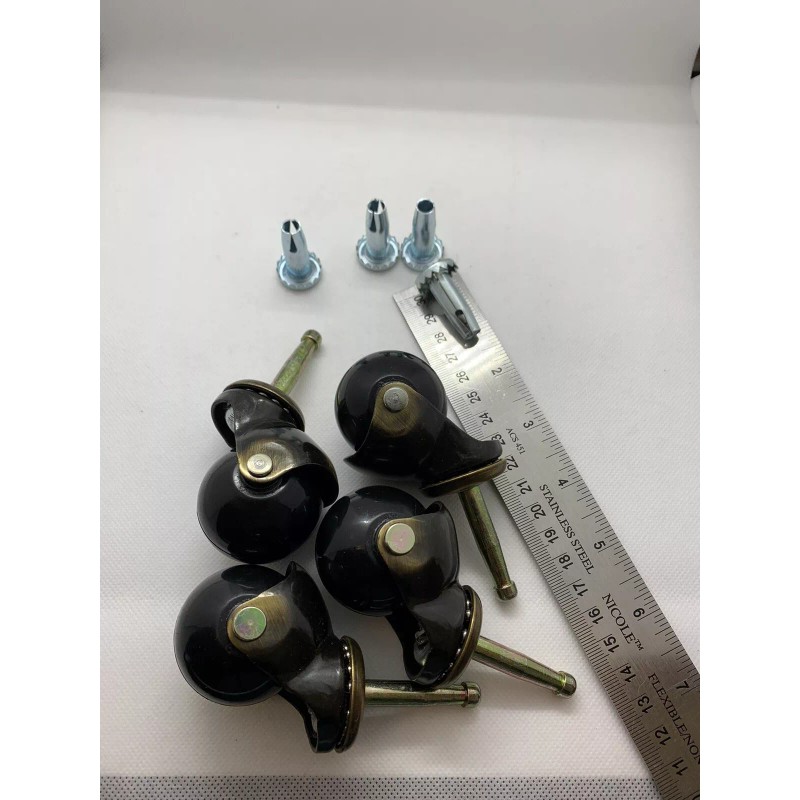 Elegent Upholstery 2" Inch black Ball Casters with Wood Stem